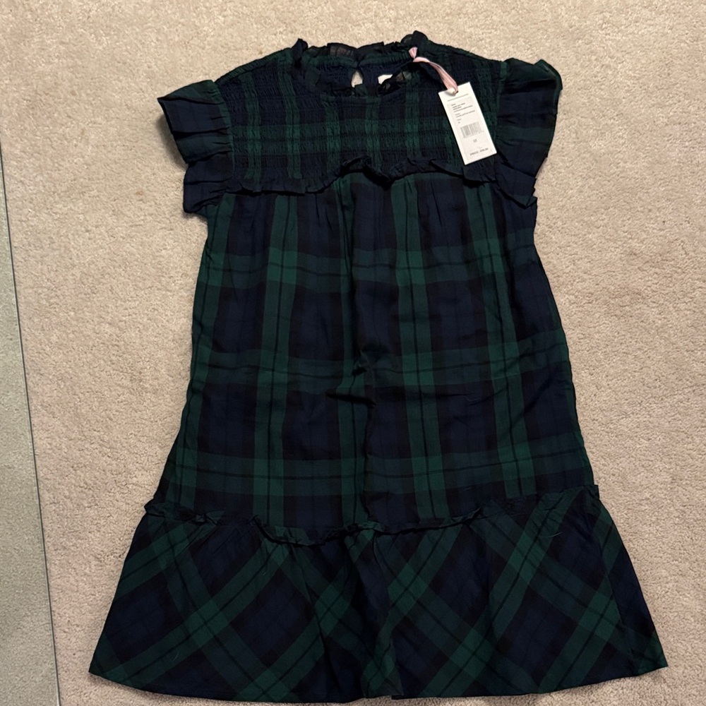 Vineyard Vines blackwatch holiday Navy and Green Plaid Kids Dress